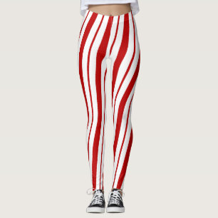 Leggings Sucre de canne rouge et blanc rayures Festive Noël