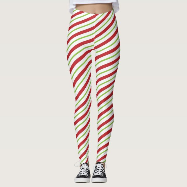 Leggings Sucre de canne Stried Noël Rouge et Vert (Devant)