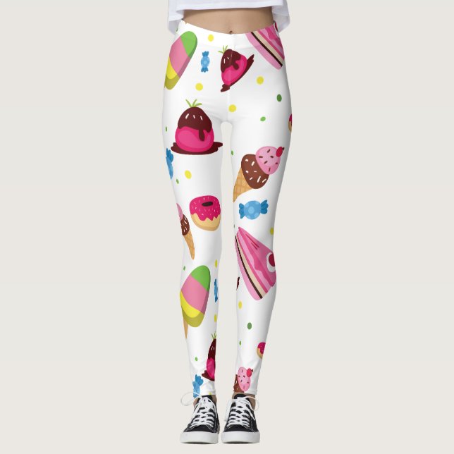 Leggings Sucre mignon et motif de couleur douce (Devant)