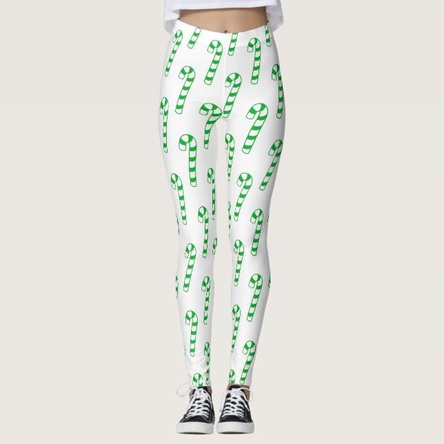Leggings - Sucres de canne à rayures vertes (Devant)