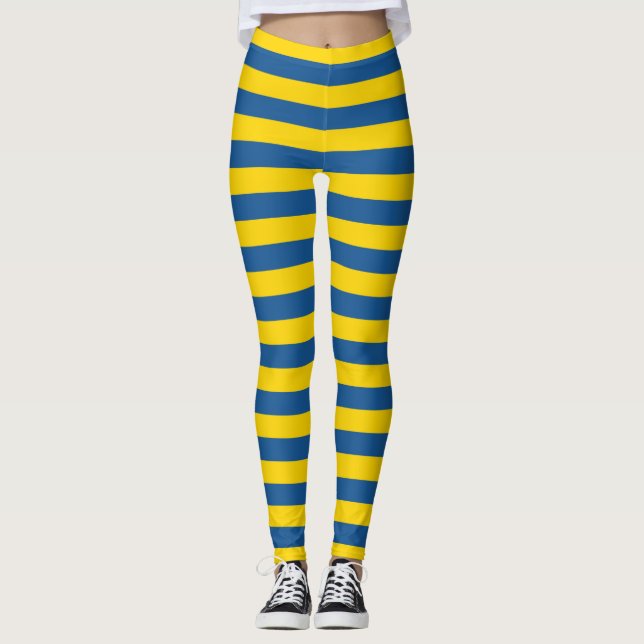 Leggings Suède Ukraine drapeau rayures lignes motif bleu ja (Devant)