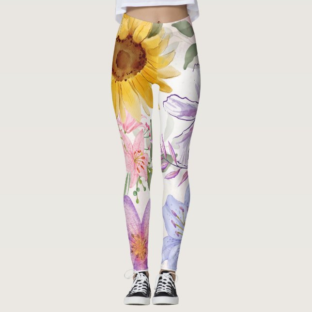 Leggings Sun Flowers Mix Design (Devant)