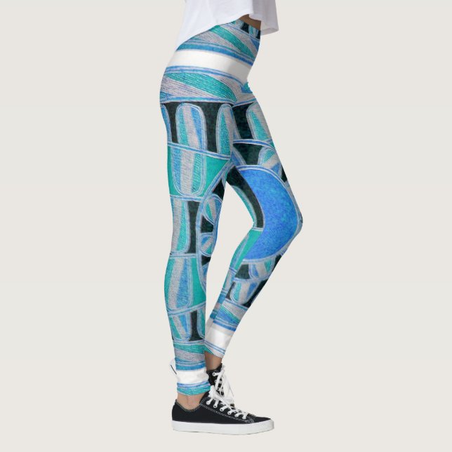Leggings SUN SOLAIRE ÉNERGIE Abstraite Géométrique Turquois (Droite)