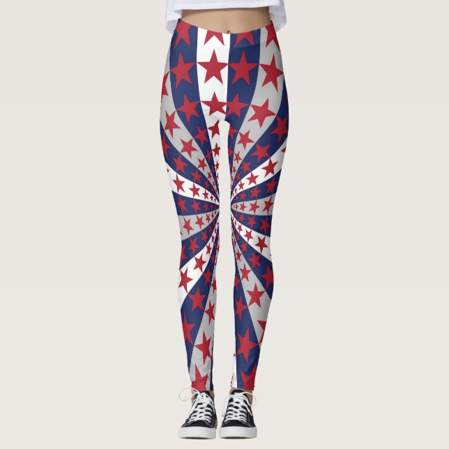 Leggings Sunburst patriotique : Drapeau américain (Devant)