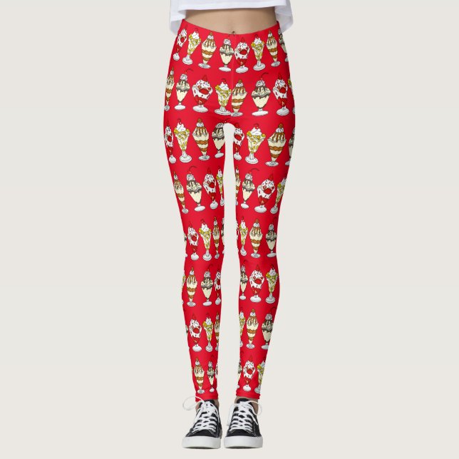 Leggings Sundaes de crème glacée rétro (Devant)
