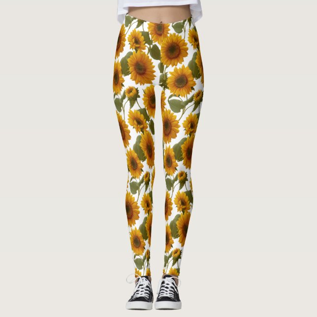 Leggings Sunflower Bloom Floral Pattern (Devant)