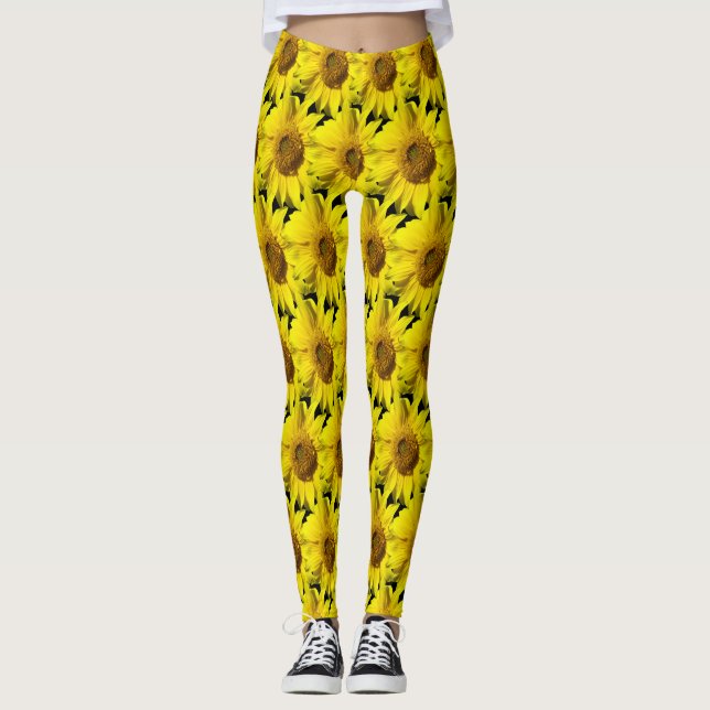 Leggings Sunflowers Motif Cust. Legs noir couleur BG (Devant)