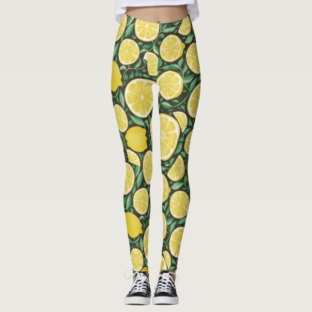 Leggings Sunny Citrus Symphony citrons motif (Devant)