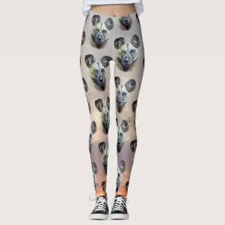Leggings Sunrise Africain Wild Dog en voie de disparition A