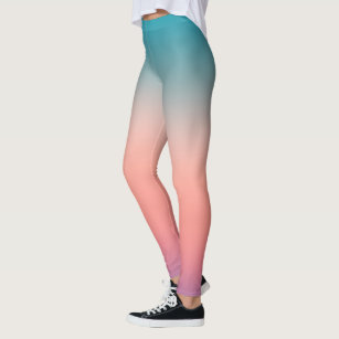 Leggings Sunset Fade Pastel Ombre rose Turquoise