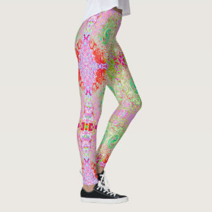 Leggings Super Abstrait Retro Pastel Green Liquid Swirl