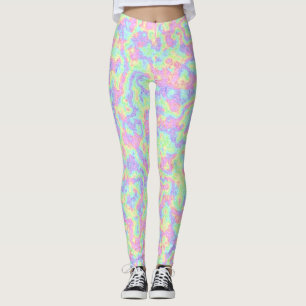 Leggings Super Boho Hippie Bright Pastel Marbre arc-en-ciel