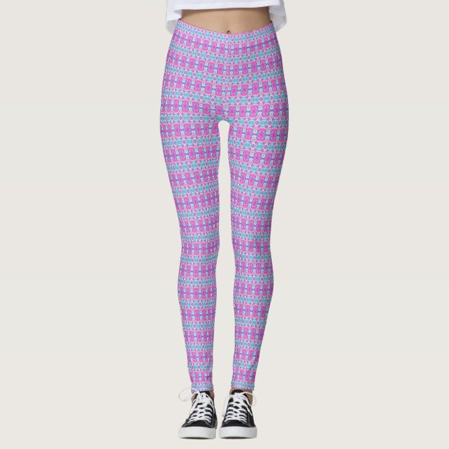 Leggings SUPER COOL rose et Motif bleu (Devant)