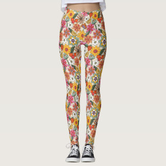 Leggings Super des années 70, orange, rose et vert
