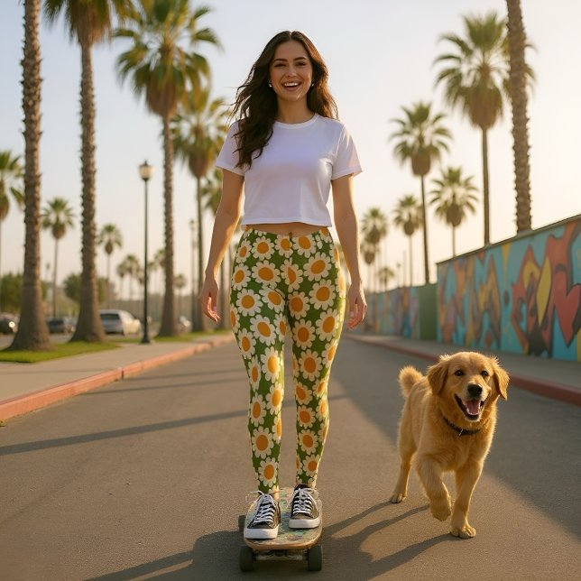 Leggings Super marguerite vert et jaune (Créateur téléchargé)