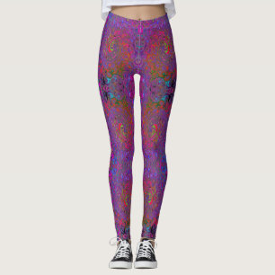 Leggings Super psychédélique Magenta Retro Liquide Swirl