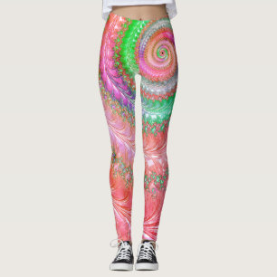 Leggings Super spirale colorée numérique fractale Abstraite
