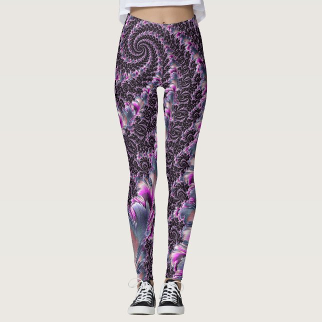 Leggings Super Trippy Funky Psychedelic Spiral Fractal Art (Devant)