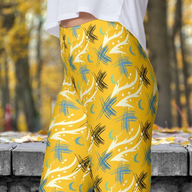 Leggings Superbe Motif de Dragon Jaune Orange (Dragon Slash on Orange Yellow Leggings)