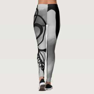 Leggings Sur la grille : gris Abstrait, noir et blanc