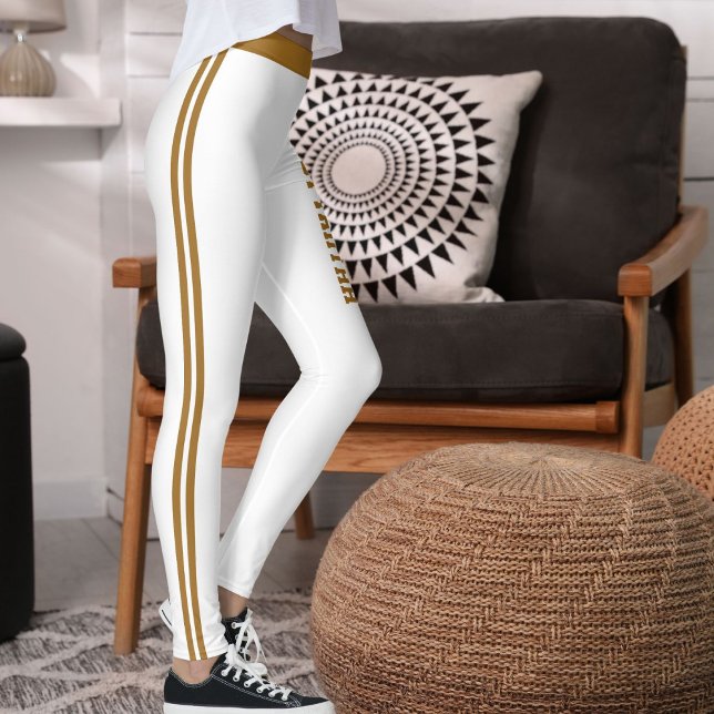 Leggings Sur mesure Nom Citation Active Femmes Rayées Yoga  (Créateur téléchargé)