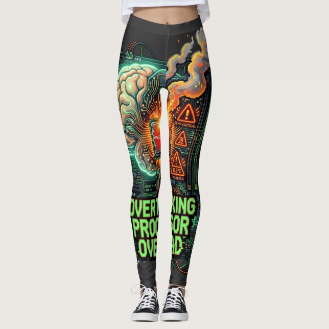 Leggings Surcharge de processeur de suranalyse Drôle de cer (Devant)