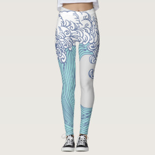 Leggings Surf asiatique japonais Vague Art Ocean Art