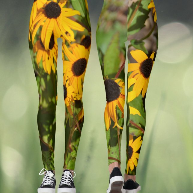 Leggings Susan Bold aux yeux noirs Botanique florale (Créateur téléchargé)