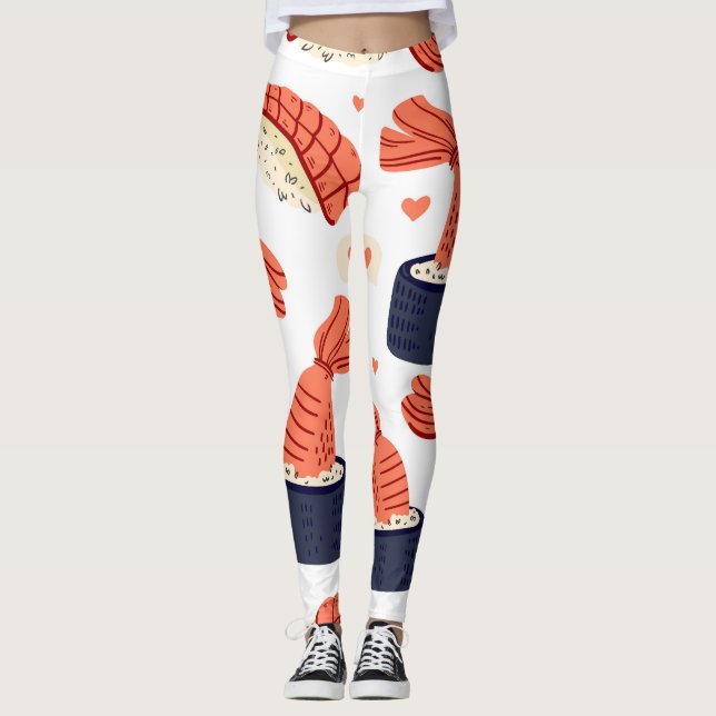 Leggings Sushi Japonais nourriture Motif sans soudure (Devant)