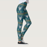 Leggings Sweat de Noël Nordique Reindeer Bleu<br><div class="desc">Habillez votre garde-robe d'hiver avec ces leggings amusants de haute qualité avec un motif de flocon blanc d'hiver dressé contre un arrière - plan rouge.  Idéal pour les vacances ou les activités hivernales quotidiennes et les séances d'entraînement.</div>