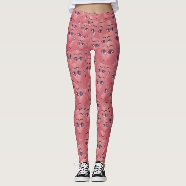Leggings Sweet Emoji Canvas Motif d'impression (Devant)