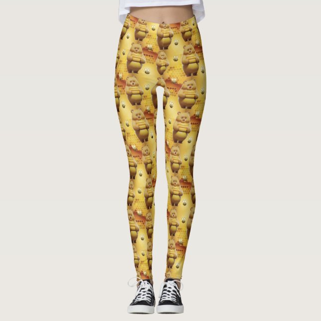 Leggings Sweey Bears and Bees 3D Motif sans couture (Devant)