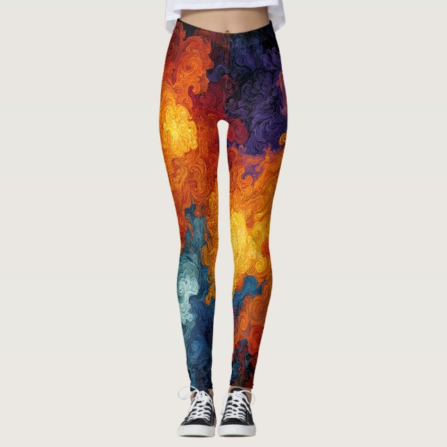 Leggings Swirling Elemental Nebula Abstract (Devant)