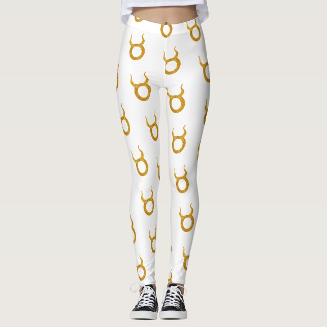 Leggings Symbole d'astrologie du zodiaque d'or Taurus (Devant)