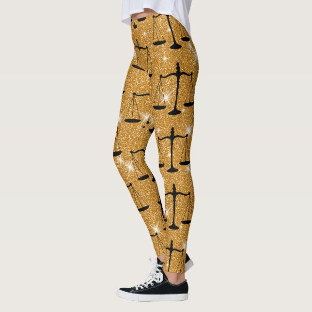 Leggings Symbole de Justice Balance dorée scintillante (Gauche)