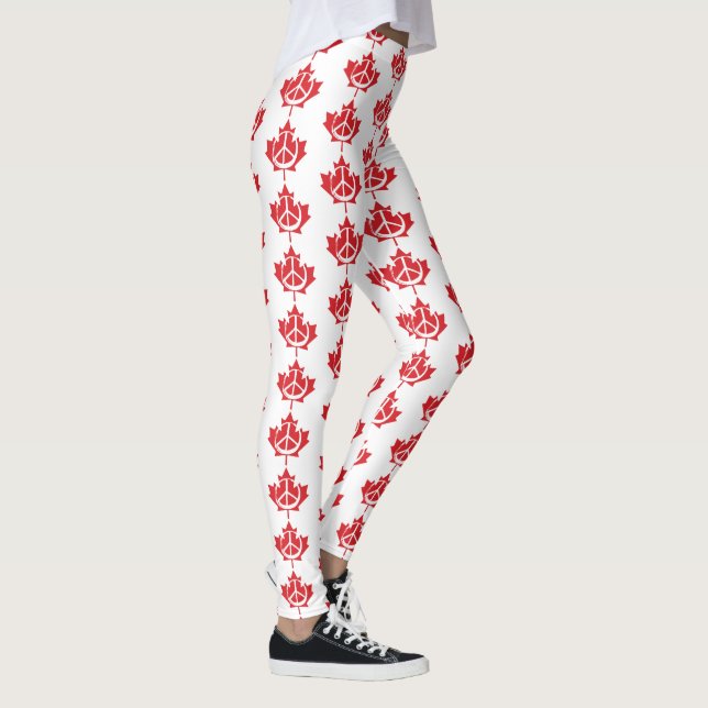 Leggings Symbole de la paix Feuille d'érable du Canada Patr (Droite)