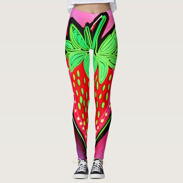 Leggings Symbole de néon de fraise vibre (Devant)