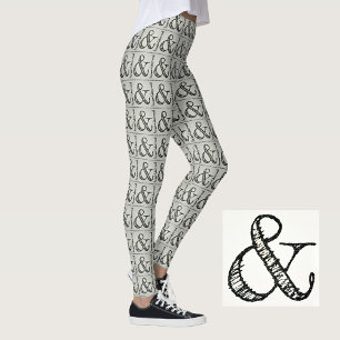 Leggings Symbole Esperluette Noir Funky Fun Chic Gris
