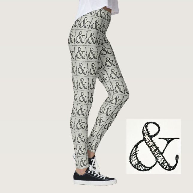 Leggings Symbole Esperluette Noir Funky Fun Chic Gris (Créateur téléchargé)