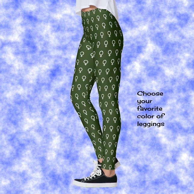 Leggings Symbole féministe motif vert foncé (Créateur téléchargé)