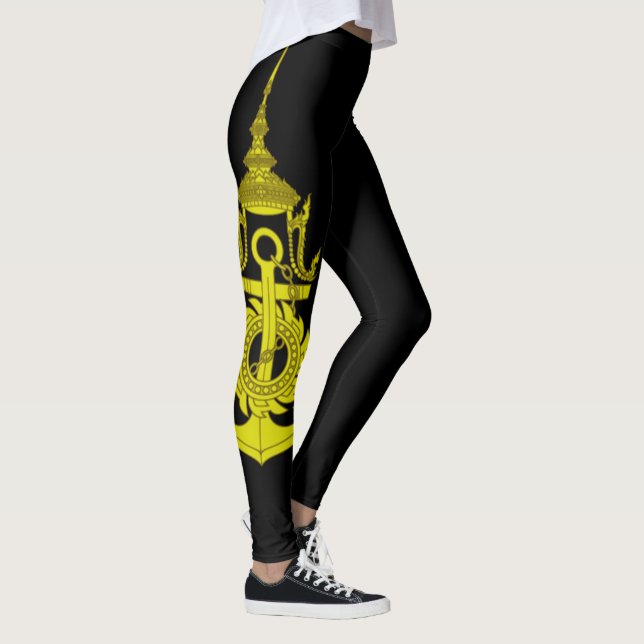 Leggings Symbole Royal Thai Navy sur les jambes noires (Droite)