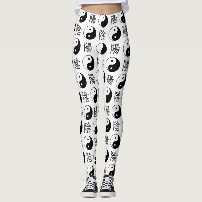 Leggings SYMBOLE YINyang Blanc Motif chinois (Devant)