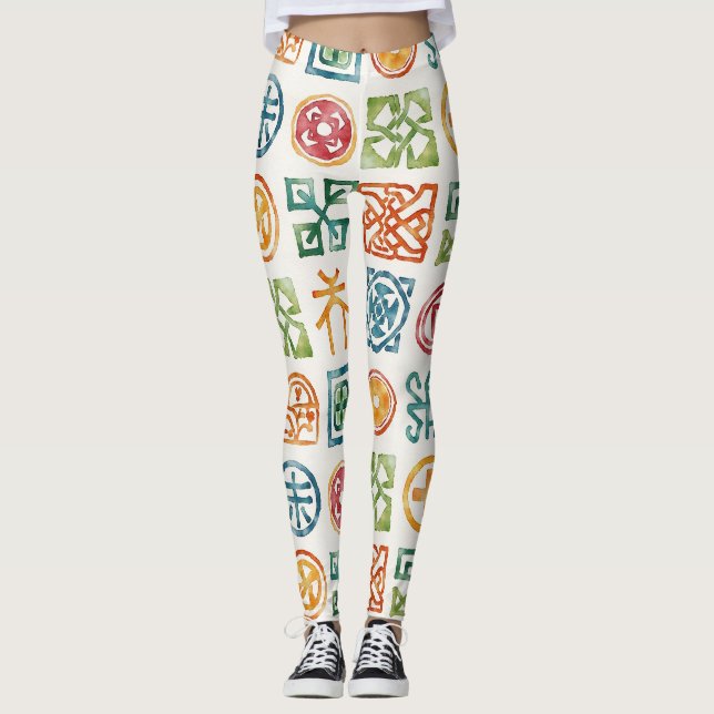 Leggings Symboles Motifs sans faille (Devant)