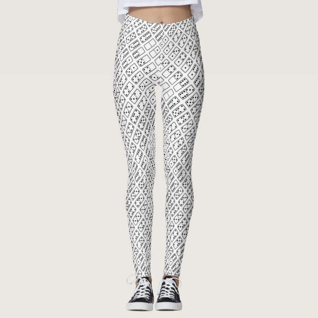 Leggings Symboles noirs et blancs de domino de conception (Devant)