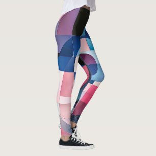 Leggings Symétrie céleste : formes géométriques bleues et r