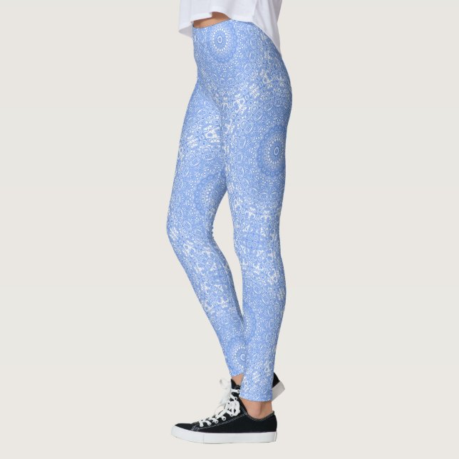 Leggings Symétrie Mandala Bleu Centaurée (Gauche)