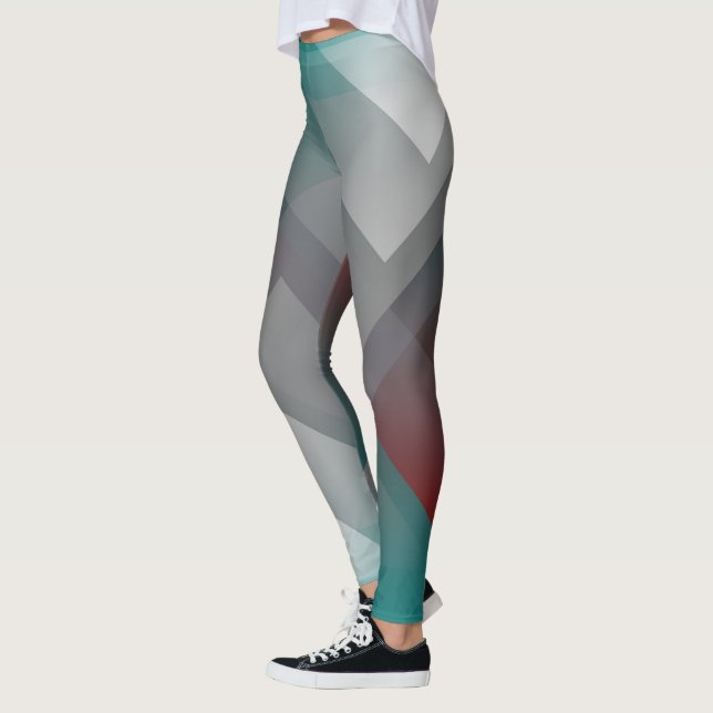 Leggings symétrie turquoise en gris bordeaux (Gauche)