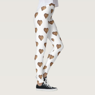 Leggings Symétrique Grand coeur en bois Brown rustique