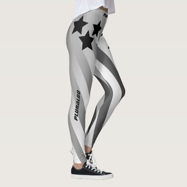 Leggings Système monogrammé noir blanc dégradé gris foncé (Droite)