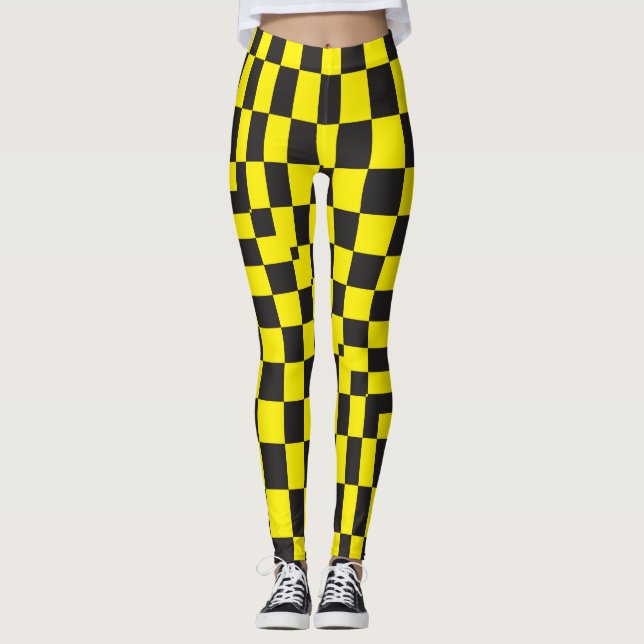Leggings Table d'échecs jaune noir (Devant)